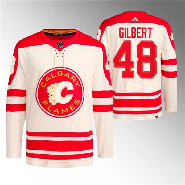 Men's Calgary Flames #48 Dennis Gilbert 2023 Cream Classic Primegreen Stitched Jersey Dzhi